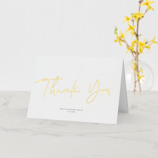 Modern Script Wedding Gold Foil - Hartelijk dank Folie Feestdagenkaart (Gele Bloem)