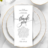Modern Script Wedding Guest Diner Bedankt Programmakaart