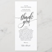 Modern Script Wedding Guest Diner Bedankt Programmakaart (Voorkant)