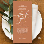 Modern Script Wedding Guest Dinner Dank u kaart