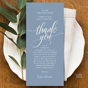 Modern Script Wedding Guest Dinner Dank u kaart