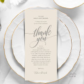 Modern Script Wedding Guest Dinner Dank u kaart