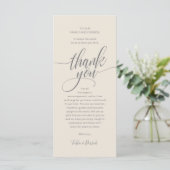 Modern Script Wedding Guest Dinner Dank u kaart (Staand voorkant)