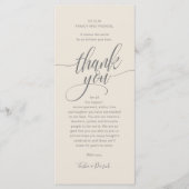 Modern Script Wedding Guest Dinner Dank u kaart (Voorkant)