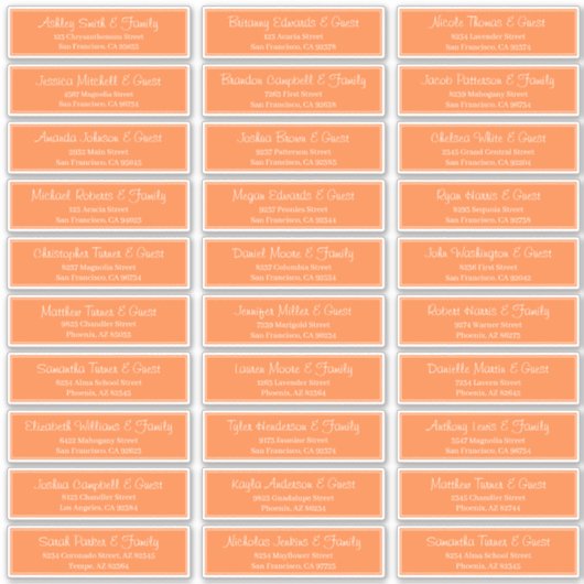 Modern Script Wedding Guest Names Adres Sticker (Voorkant)