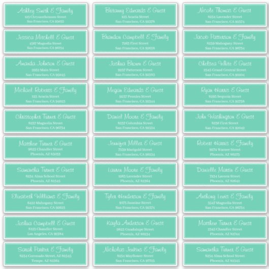 Modern Script Wedding Guest Names Adres Sticker (Voorkant)