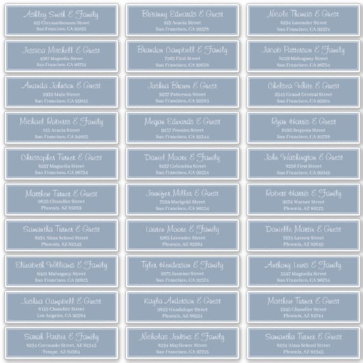 Modern Script Wedding Guest Names Adres Sticker (Voorkant)