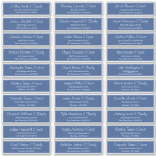 Modern Script Wedding Guest Names Adres Sticker