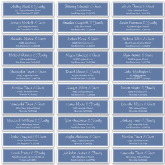 Modern Script Wedding Guest Names Adres Sticker (Voorkant)