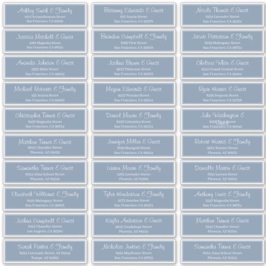 Modern Script Wedding Guest Names Adres Sticker (Voorkant)