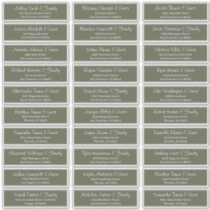 Modern Script Wedding Guest Names Adres Sticker