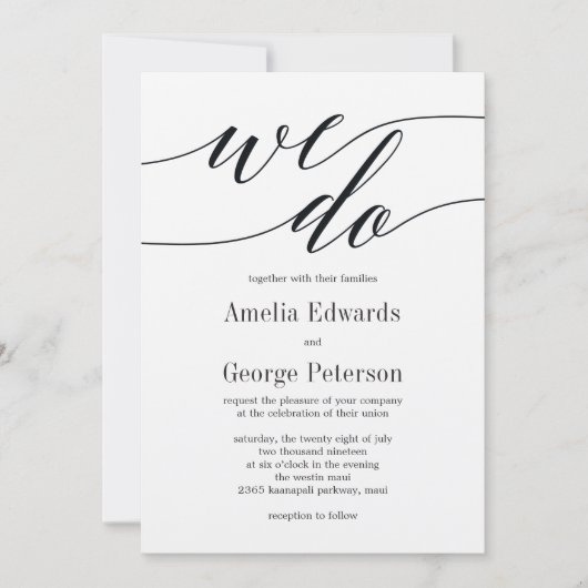 Modern Script Wedding Invitation Kraft Kaart (Voorkant)