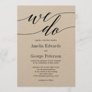 Modern Script Wedding Invitation Kraft Kaart