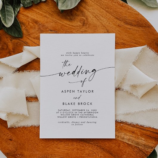 Modern Script Wedding Kaart
