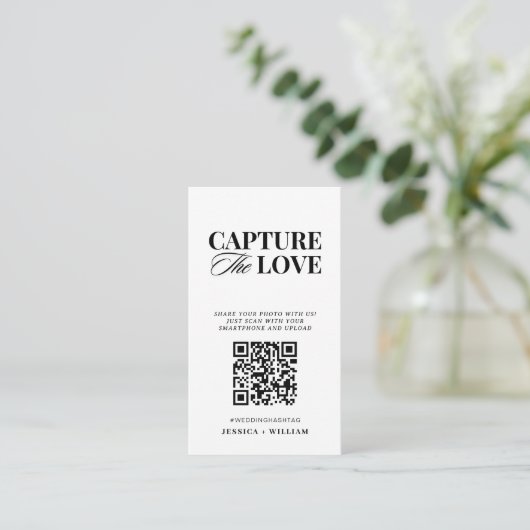 Modern Script Wedding Leg de liefde QR-code vast Informatiekaartje (Staand voorkant)