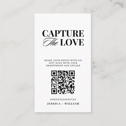 Modern Script Wedding Leg de liefde QR-code vast Informatiekaartje (Voorkant)