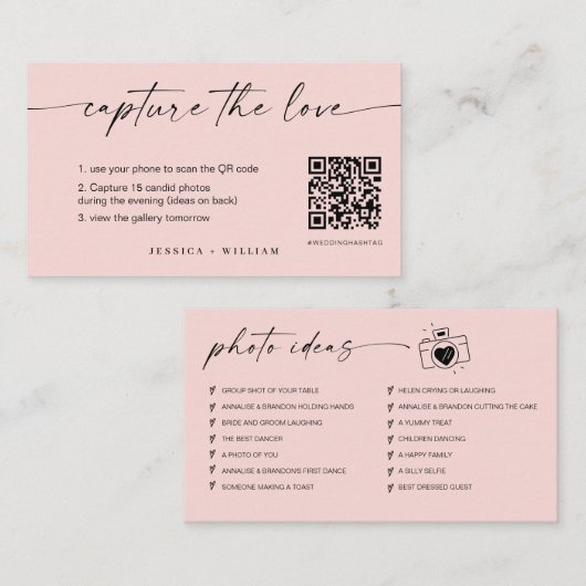 Modern Script Wedding Leg de liefde QR-code vast Informatiekaartje (Voorkant / Achterkant)