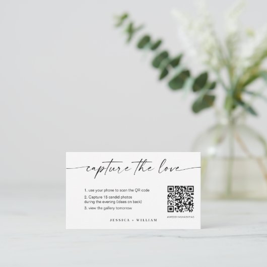 Modern Script Wedding Leg de liefde QR-code vast Informatiekaartje (Staand voorkant)