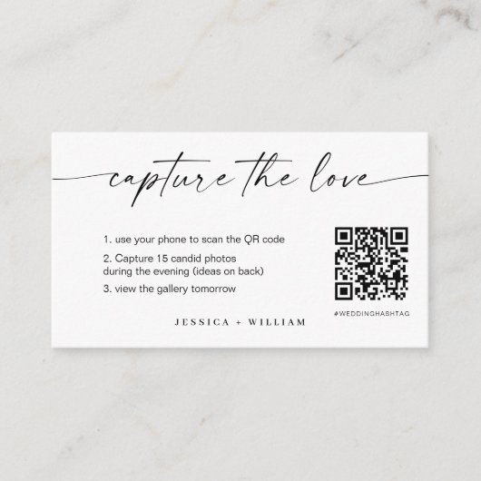 Modern Script Wedding Leg de liefde QR-code vast Informatiekaartje (Voorkant)