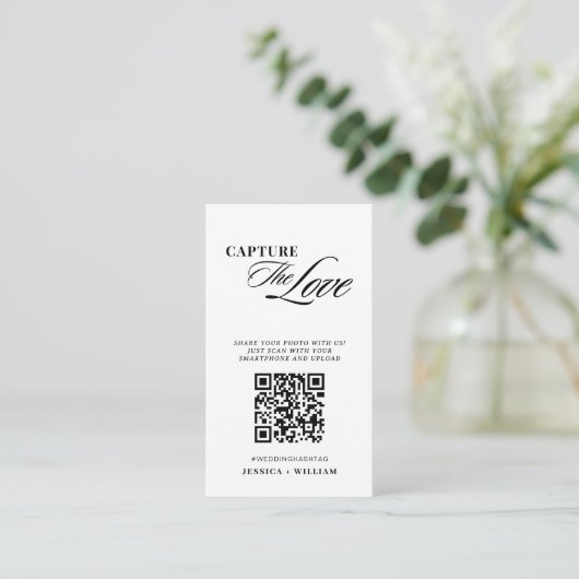 Modern Script Wedding Leg de liefde QR-code vast Informatiekaartje (Staand voorkant)
