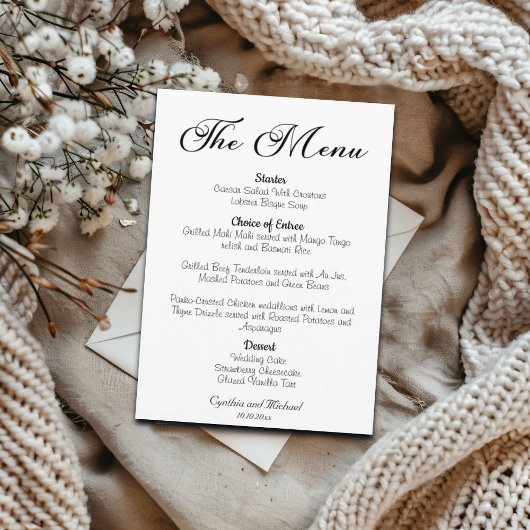 Modern Script Wedding Menu
