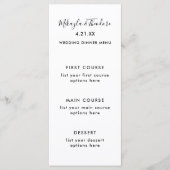 Modern Script Wedding Menu Kaart Effen kleur Terug (Voorkant)