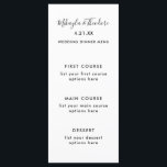 Modern Script Wedding Menu Kaart Effen kleur Terug<br><div class="desc">Zwart-wit Modern Script Wedding Menu Kaart met Elegant Solid Black Rug van Kaart.</div>