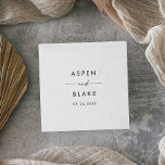 Modern Script Wedding Napkins Servet<br><div class="desc">These modern script wedding paper napkins are perfect for a minimalist wedding reception. The simpele black and white design features, uniek industrial lettering typography with modern boho style. Customizable in any color Keep the design minimum and elegant, as is, or personalize it by adding your own graphics and artwork. Personalize...</div>