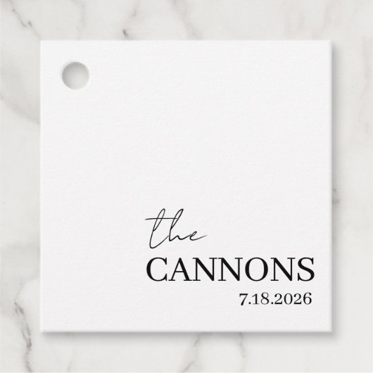 Modern Script Wedding Personalized Name Date Bedankjes Labels (Voorkant)