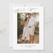 Modern Script Wedding Photo Bedankkaart (Voorkant)