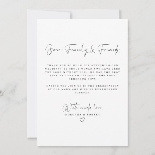 Modern Script Wedding Photo Bedankkaart (Achterkant)