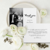 Modern Script Wedding Photo Dank u kaart