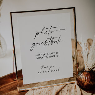 Modern Script Wedding Photo Guest Book Poster