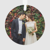 Modern Script Wedding Photo Mr. & Mrs. Ornament (achterkant)