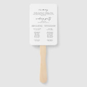 Modern Script Wedding Program Hand Fan Handwaaier (Achterkant)