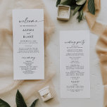 Modern Script Wedding Program Programmakaart<br><div class="desc">Dit moderne scripttrouwprogramma is perfect voor een minimalistische bruiloft. Het eenvoudige zwarte en witte ontwerp is voorzien van een unieke industriële lettertypografie met een moderne boho-stijl. in elke kleur. Houd het ontwerp minimaal en elegant, zoals het is, of personaliseer het door uw eigen grafiek en kunstwerk toe te voegen. Omvat...</div>