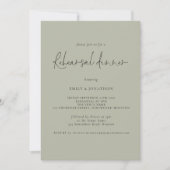 Modern Script Wedding Rehearsal Dinner Light Sage Kaart (Voorkant)