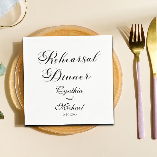 Modern Script Wedding Rehearsal Dinner Servet