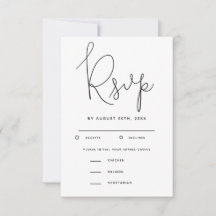Modern Script Wedding RSVP met maaltijdkeuze