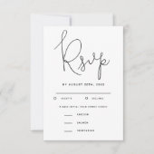 Modern Script Wedding RSVP met maaltijdkeuze (Voorkant)