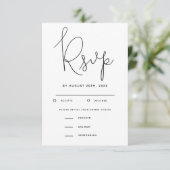 Modern Script Wedding RSVP met maaltijdkeuze (Staand voorkant)