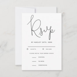 Modern Script Wedding RSVP met maaltijdkeuze Kaartje