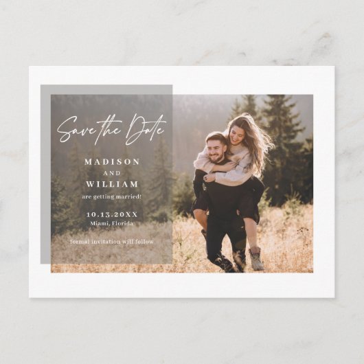 Modern Script Wedding Save the Date Photo Briefkaart (Voorkant)