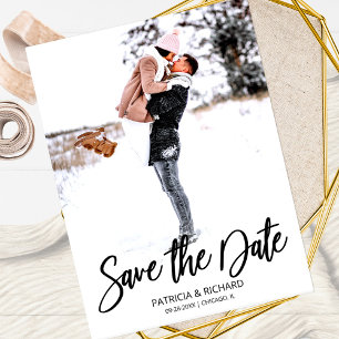 Modern Script Wedding Save the Date Photo Briefkaart