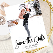 Modern Script Wedding Save the Date Photo Briefkaart