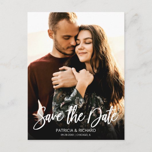 Modern Script Wedding Save the Date Photo Briefkaart (Voorkant)