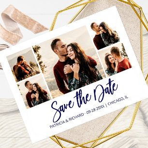 Modern Script Wedding Save the Date Photo Collage Briefkaart