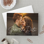 Modern Script Wedding Save the Date Photo Kaart