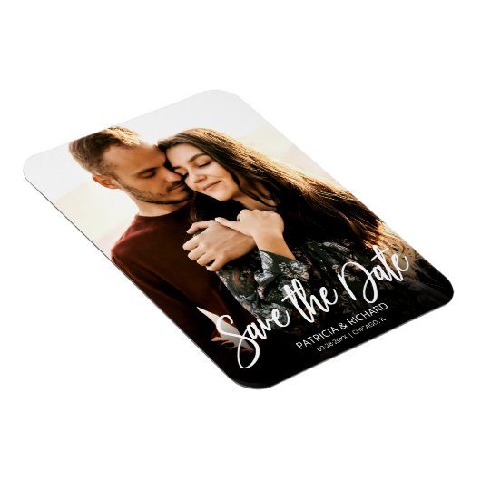 Modern Script Wedding Save the Date Photo Magneet (Rechterzijde)
