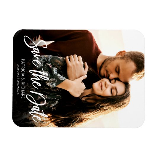 Modern Script Wedding Save the Date Photo Magneet (Horizontaal)
